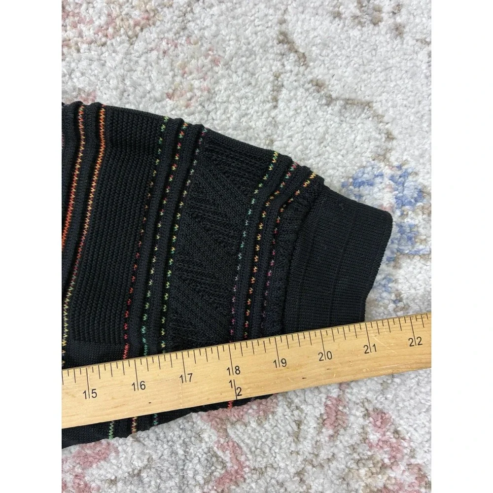 Vtg Tundra Canada 3D Knit Sweater Men's XXL  Black Multicolor 90's Biggie Cosby